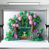 Lofaris Cute Forest Fog Summer Willow Cake Smash Backdrop